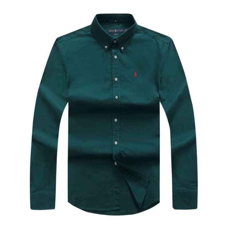 Polo Ralph Lauren Custom Fit Plain Green Long Sleeve Oxford Shirt