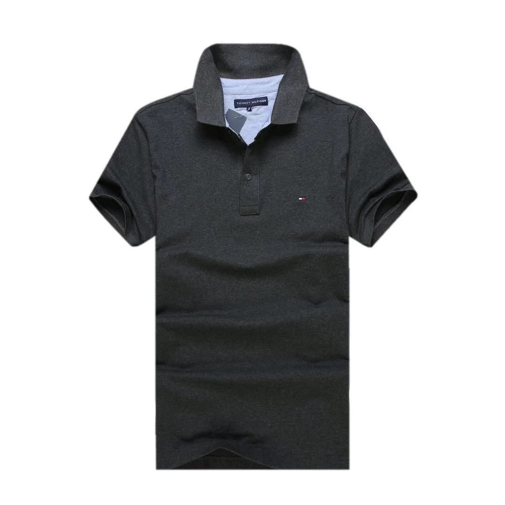 Cotton-piqué polo Tommy Hilfiger Polo Grey Plain shirt with logo undercollar
