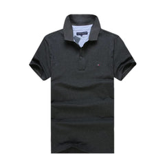 Cotton-piqué polo Tommy Hilfiger Polo Grey Plain shirt with logo undercollar