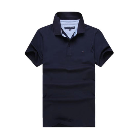 Cotton-piqué polo Tommy Hilfiger Polo Blue Plain shirt with logo undercollar