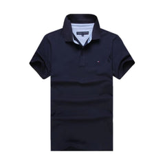 Cotton-piqué polo Tommy Hilfiger Polo Blue Plain shirt with logo undercollar