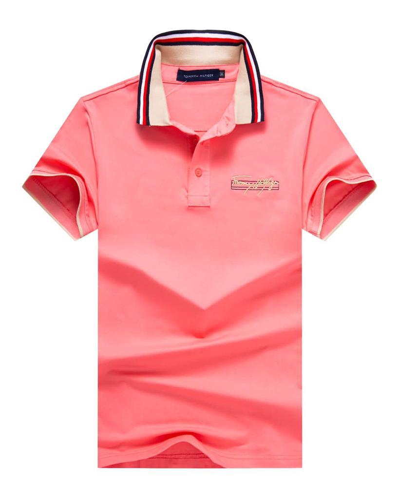Tommy Hilfiger Men Pink Signature Stripe Collar Polo