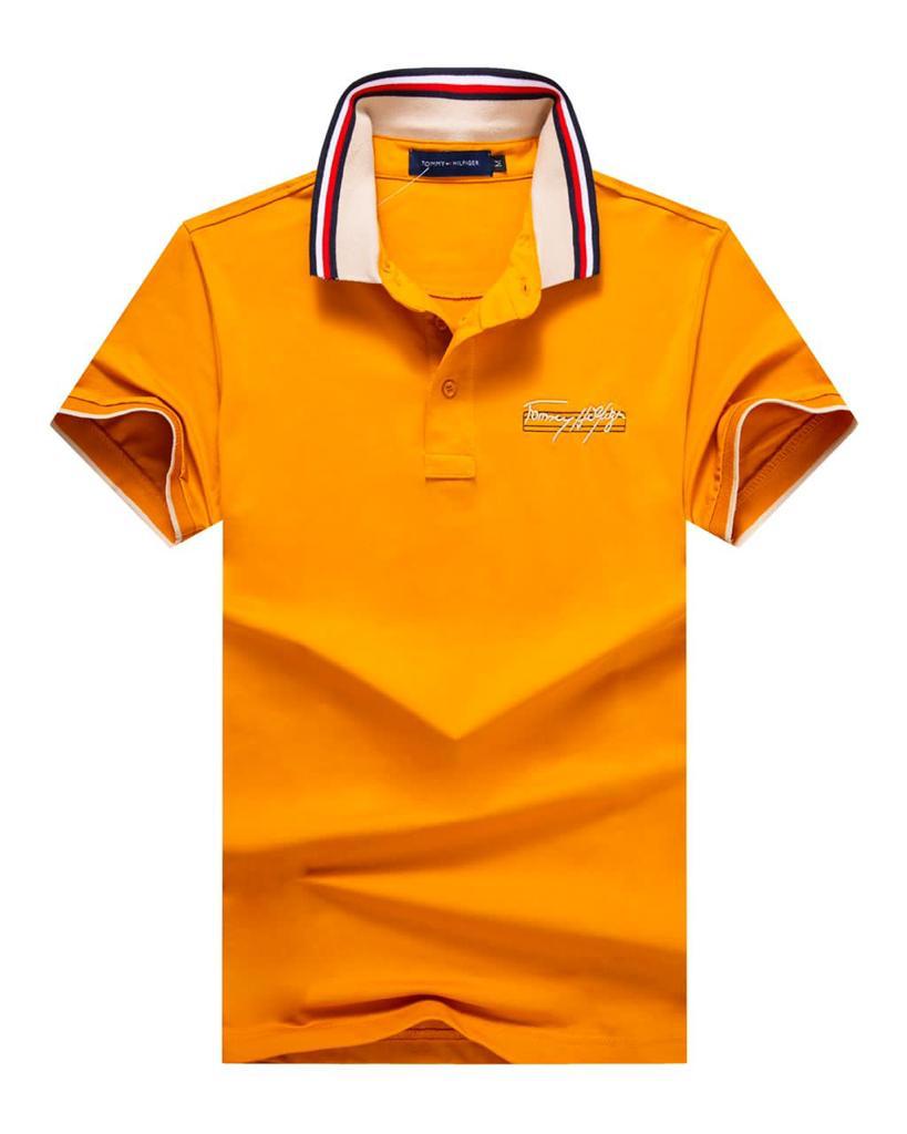 Tommy Hilfiger Men Orange Signature Stripe Collar Polo