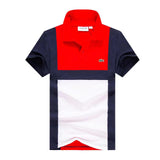 Lacoste  Men's Red/White and Navy Blue Block Color Men Polo
