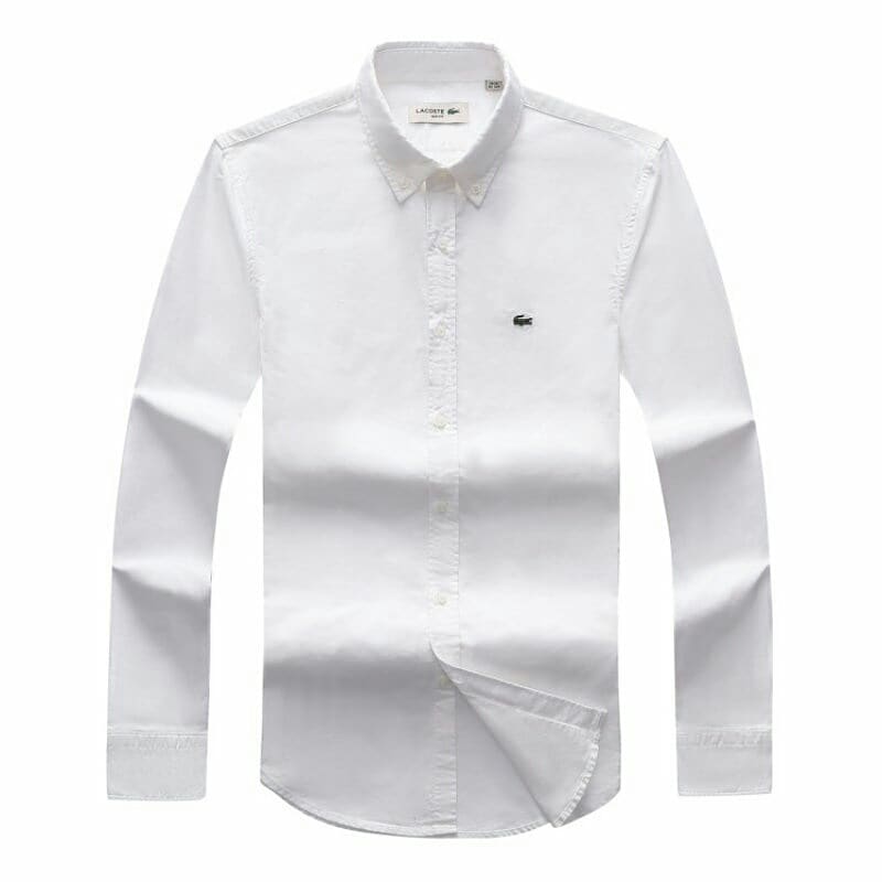 Lacoste Men's White Long Sleeve Oxford Shirt.