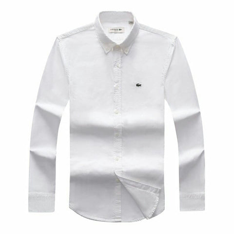 Lacoste Men's White Long Sleeve Oxford Shirt.