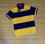Tommy Hilfiger Men Stripe Polo Yellow And Navy Blue