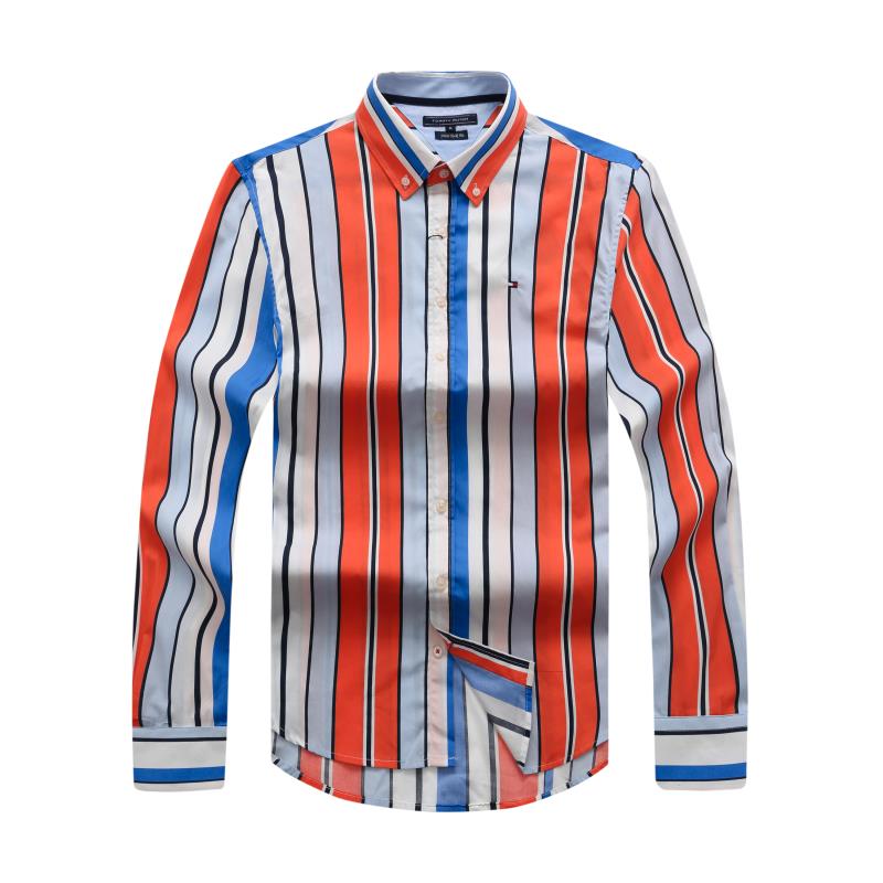 Tommy Hilfiger Red/blue Long Sleeve Men  Stripe Shirt