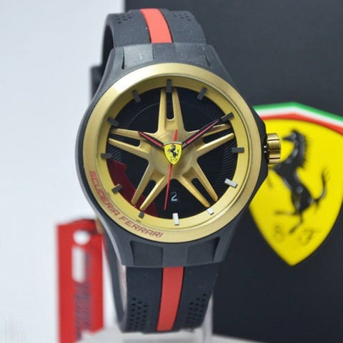 Scuderia Ferrari 0830161 Lap Time Gold Tone Black Dial Male Watch