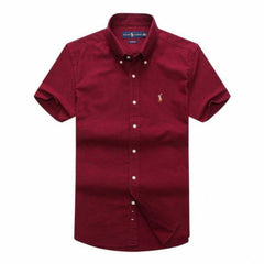 Ralph Lauren Maroon Oxford Male Short Sleeve